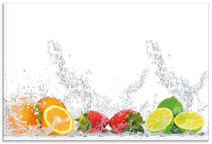 ARTland Spritzschutz Küche aus Alu für Herd Spüle 90x60 cm (BxH) Küchenrückwand mit Motiv Essen Obst