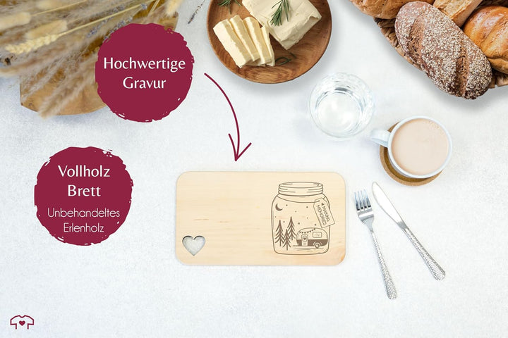 Frühstücksbrettchen Holz Herz - Frühstücksbrett - Making Memories I Geschenk Camping Wohnanhänger I