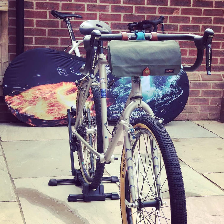 Tourbon Fahrradtasche für Lenker, wasserdicht, Leinen, mit Schultergurt Grün, Grün