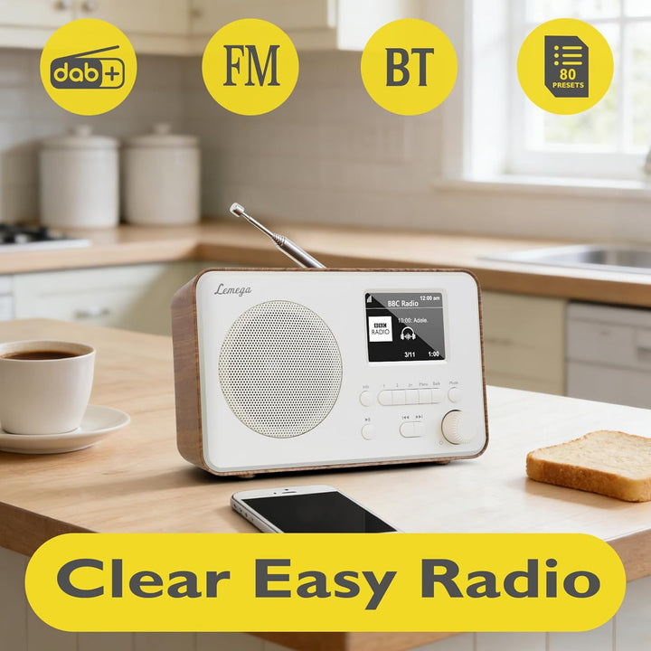 LEMEGA DR3-Max DAB/DAB+/UKW-Digitalradio – Bluetooth-Streaming, tragbares Radio mit 2,4-Zoll-Farbdis
