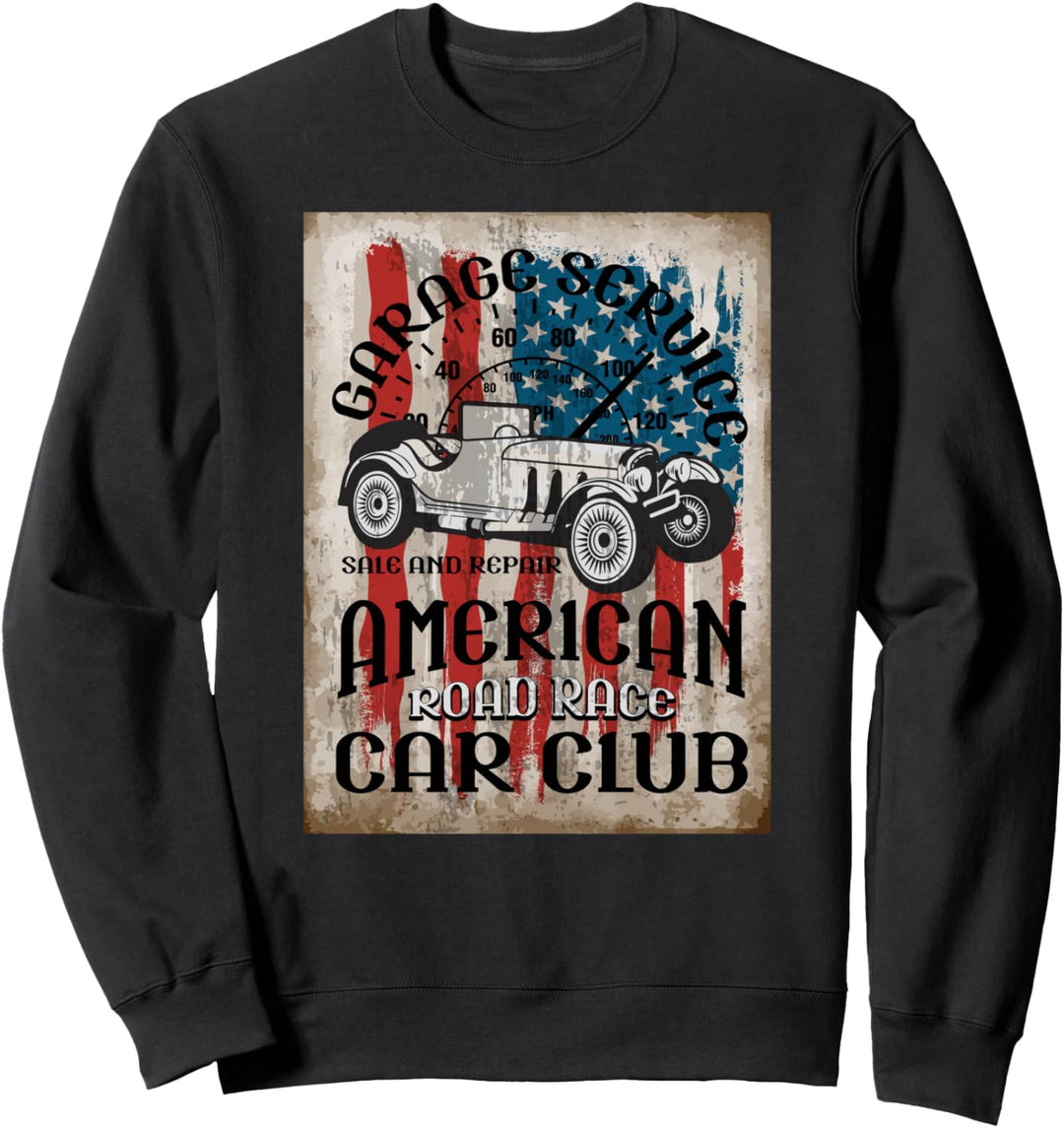 Amerika Oldtimer Classic Auto Retro Vintage Antik USA Fahne Sweatshirt