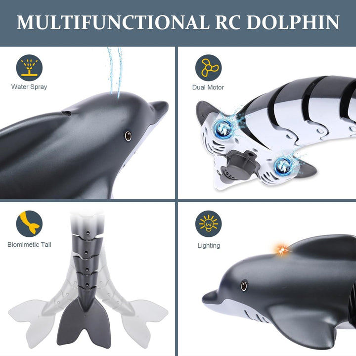 OBEST Ferngesteuertes Delfin Spielzeug RC Boot, 2.4GHZ Hohe Simulation Dolphin HaiBoot, Tauchfähig S