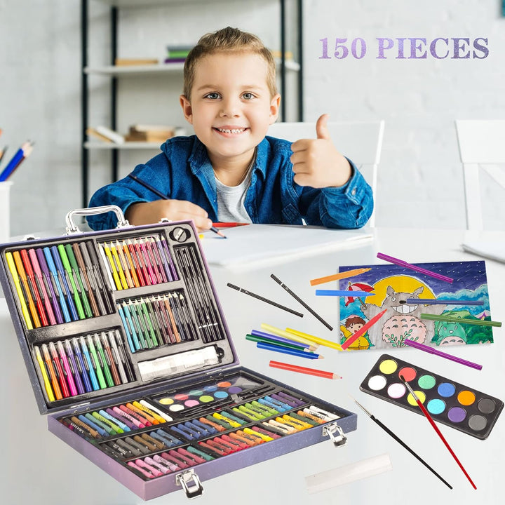 KINSPORY Premium Malkoffer Deluxe 150-teilig Malset für Kinder Anfänger Tolles Buntstifte Set, Wasse