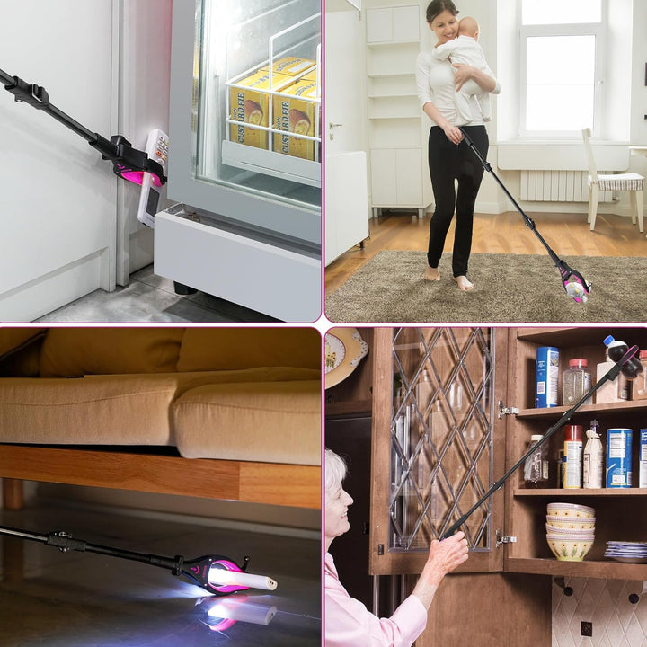 Kekoy 2 Stück Greifer mit Licht, 80cm Greifzange für Senioren, 90° Drehbare Faltbar Müllzange, Alumi