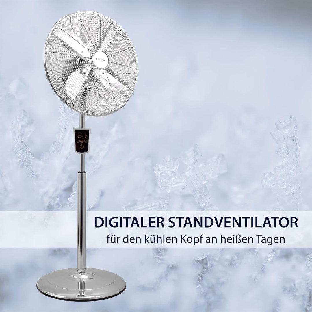 Syntrox Edelstahl Ventilator Plinkad | Standventilator | Bodenventilator | Lüfter, Leis, mit Zeitsch