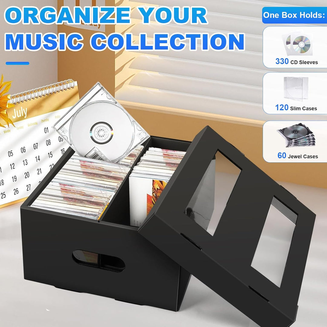 AOBOPLE 3 Stück CD Aufbewahrungsbox, 3 Stück 2 Fächern CD Hüllen für 180 CDs invollen Juwelenhüllen,