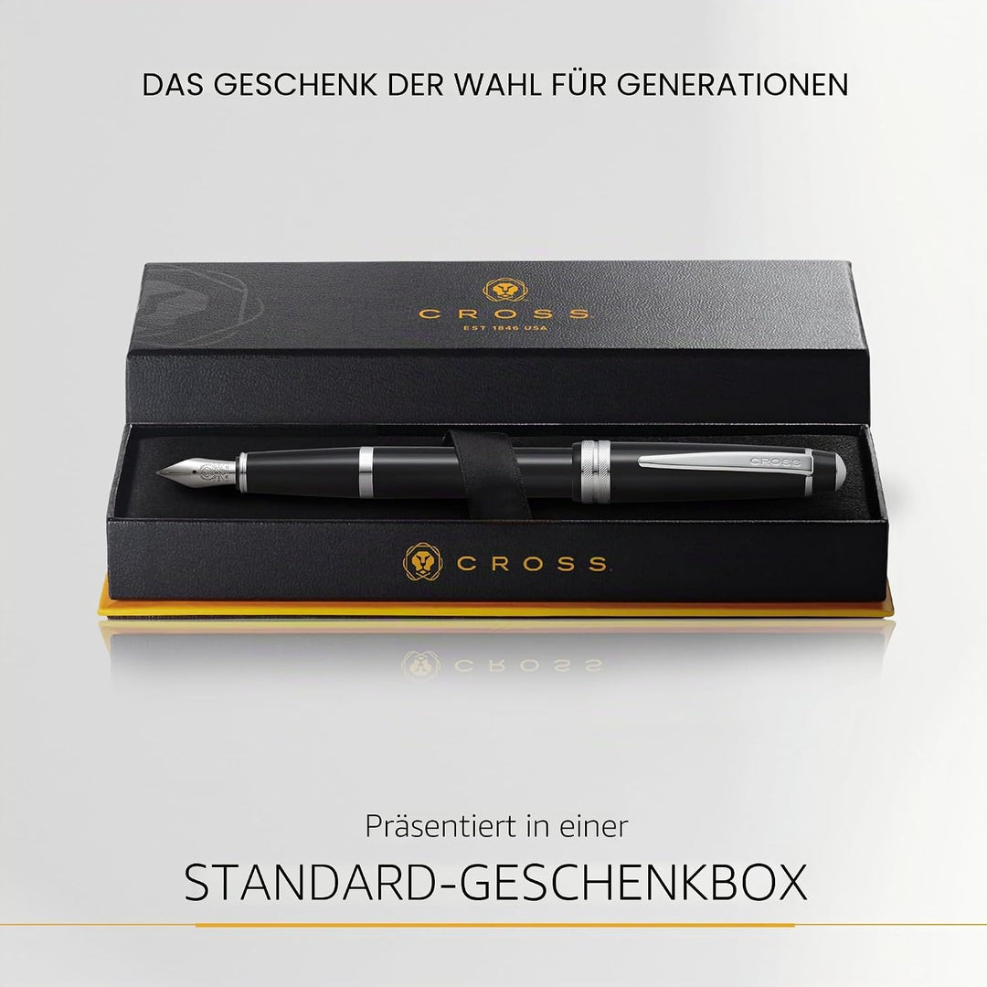 Cross Bailey Light Füllfederhalter (Federstärke F, inklusive Geschenkverpackung) Schwarz Schwarz Fei