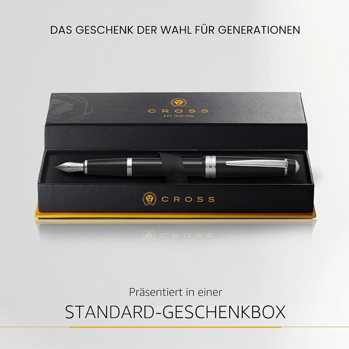 Cross Bailey Light Füllfederhalter (Federstärke F, inklusive Geschenkverpackung) Schwarz Schwarz Fei
