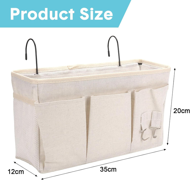 2 Pack Nachttisch-Hängeaufbewahrung Hängeorganizer mit 3 Fächern, Bett Organizer zum Einhängen, Häng
