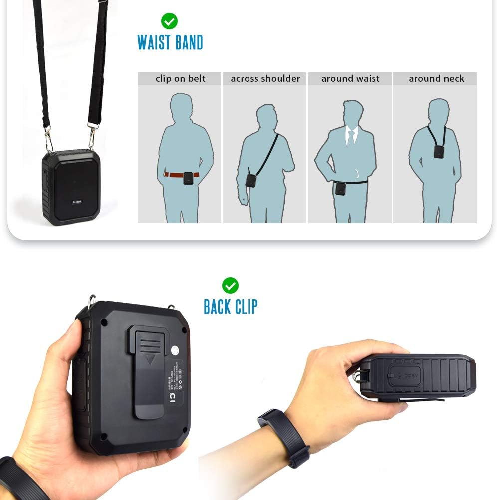 Sprachverstärker mit Mikrofon Headset SHIDU Mini Stimmverstärker Kabellos 18W 4400mAh Bluetooth Trag