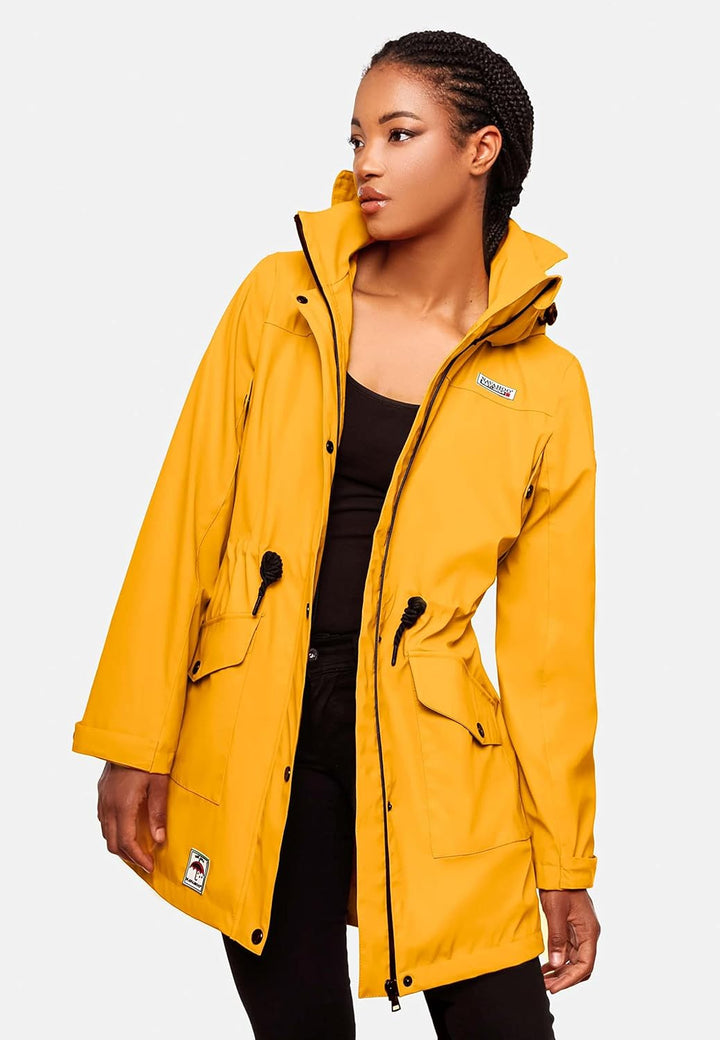 Navahoo Damen wasserdichter gefütterter Regenmantel Deike XS Amber Yellow, XS Amber Yellow