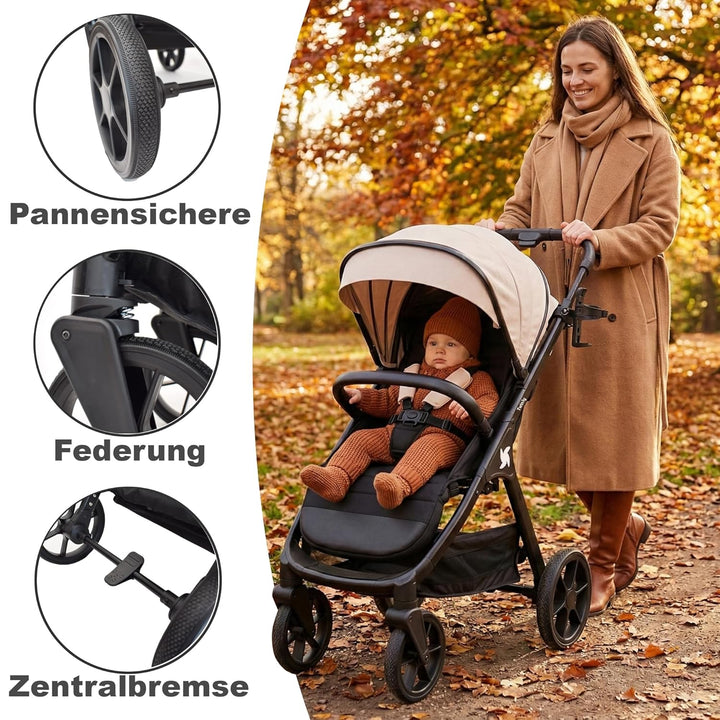 SPACELY, kinderwagen Buggy, bis zu 22 kg, Kinderwagen sehr gross und komfortabel, geräumige Sitz, se