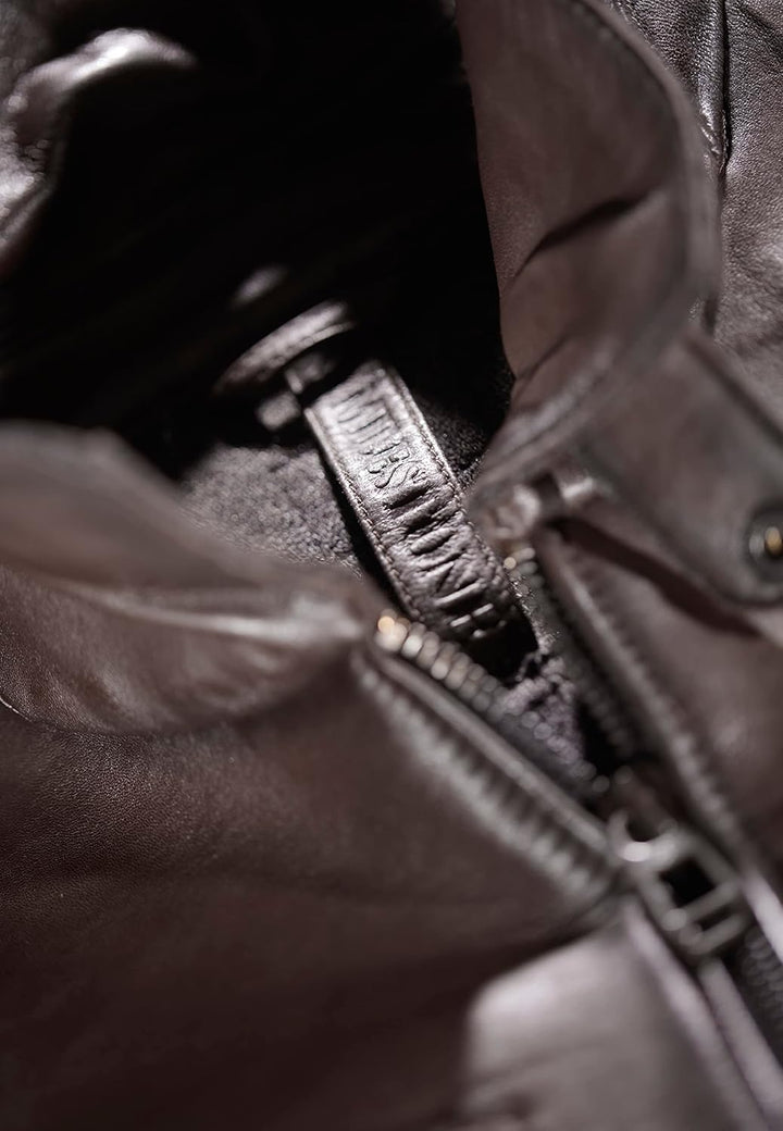 Milestone MS-Matteo Herren Lederjacke Braun mit speziellem Finish, Rotbraun