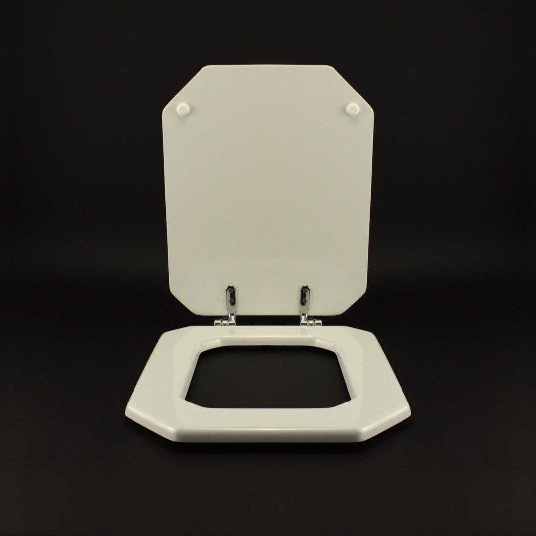 ACB/COLBAM WC-Sitz, 1930, OTTAGON, weiss mit verlangsamtem Scharnier, Soft Close Cromo-Duravit.