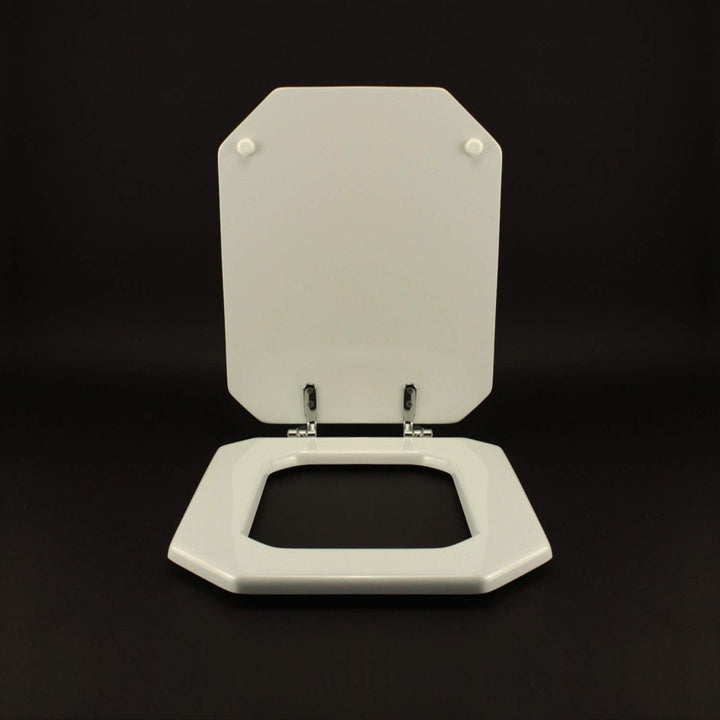 ACB/COLBAM WC-Sitz, 1930, OTTAGON, weiss mit verlangsamtem Scharnier, Soft Close Cromo-Duravit.