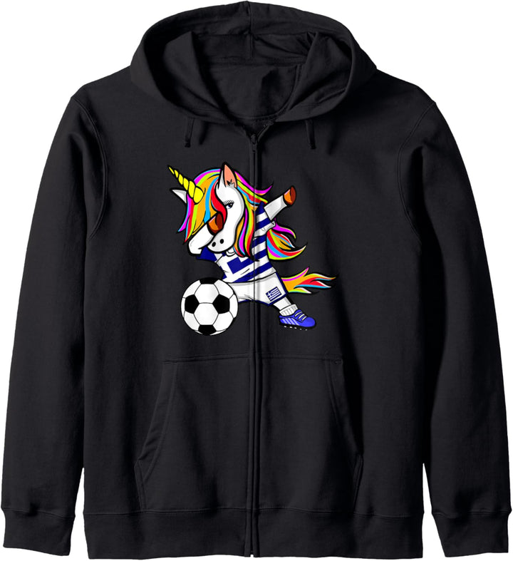 Dabbing Einhorn Griechenland Fussball - Griechische Flagge Kapuzenjacke