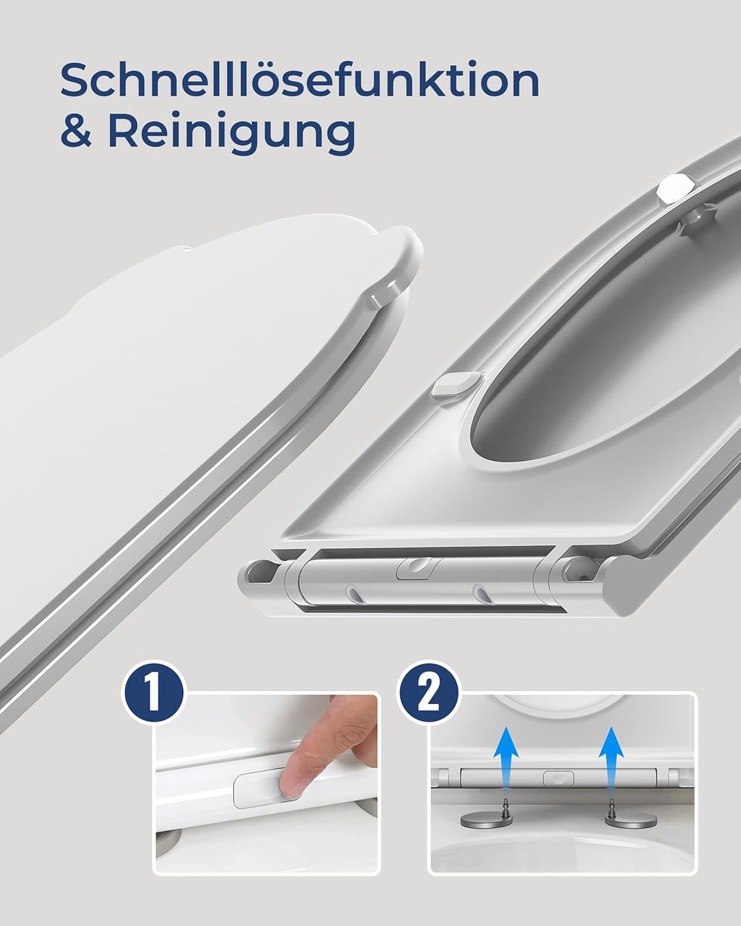 HySail Toilettendeckel mit Absenkautomatik, Benutzerfreundlichem Hygienischem Griff, Schnellverschlu
