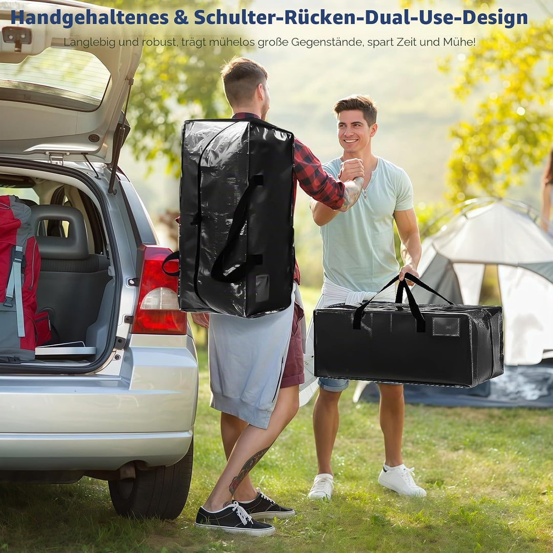 Grosse Aufbewahrungstasche 90L, Heavy-Duty Umzugstaschen mit Rucksackgurten und Griffee, Robuste Was