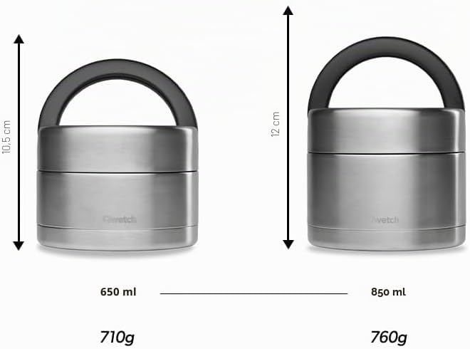 QWETCH - Thermobehälter für Essen mit Griff - 850 ml Trinken - Lunchbox Edelstahl Isotherm - 5h Heis