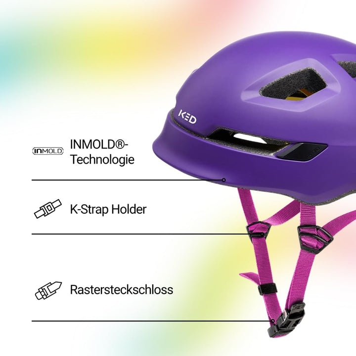 KED Pop MIPS Kinder Fahrrad Helm schwarz/weiss 2023 Violett M (52-56cm), Violett M (52-56cm)