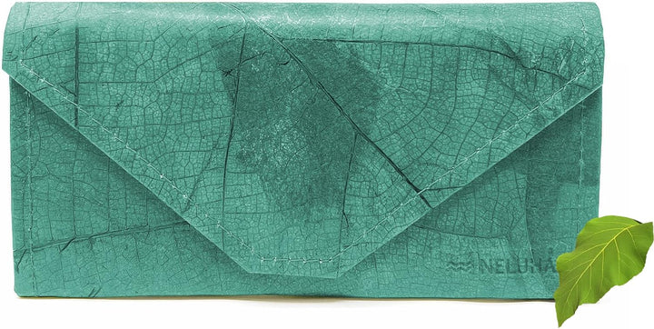 NELUHA Geldbörse Clutch aus Teak Blättern, vegan nachhaltig Leder Alternative - Portemonnaie, Geldbe