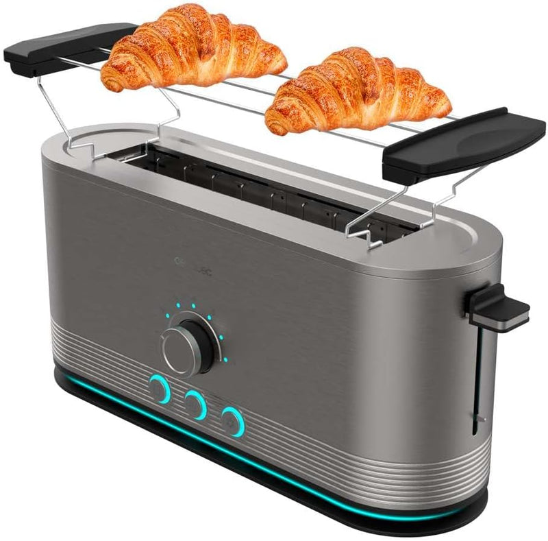 Cecotec Vertikaler Toaster aus Edelstahl mit langem Schlitz Shine&Toast Extra. 1050W, Kapazität für