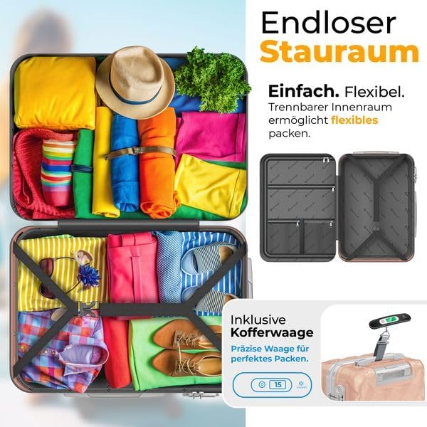 KESSER® Reisekoffer 84L Koffer ABS Hartschalenkoffer mit Zahlenschloss, Kofferwaage & Reisebrieftasc