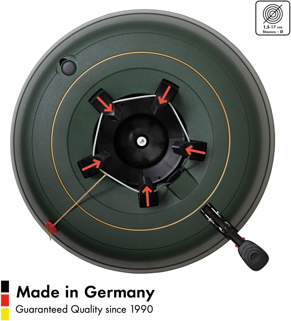 KRINNER Weihnachtsbaum Christbaumständer PREMIUM XXL grün inkl. Fusspedal- und Einseiltechnik Sicher
