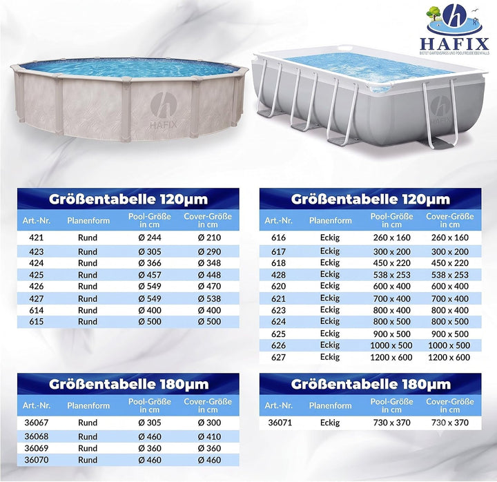HAFIX® Solarplane Cover für runde Pools Ø 305 cm - Planengrösse Ø 290cm - Poolplane Solarpoolheizer