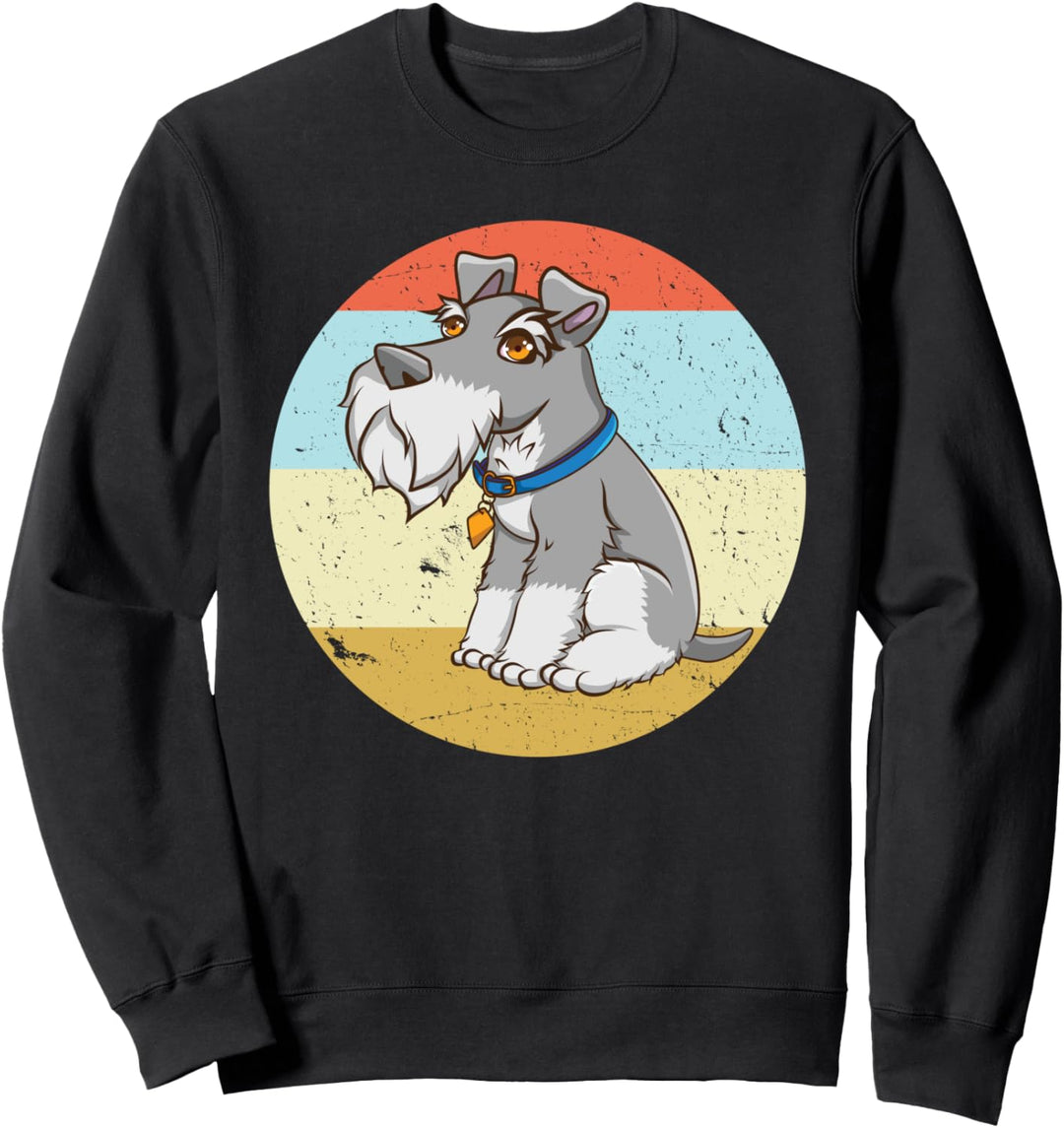 Zwergschnauzer Jahrgangsschnauzer Retro-Kreis Sweatshirt