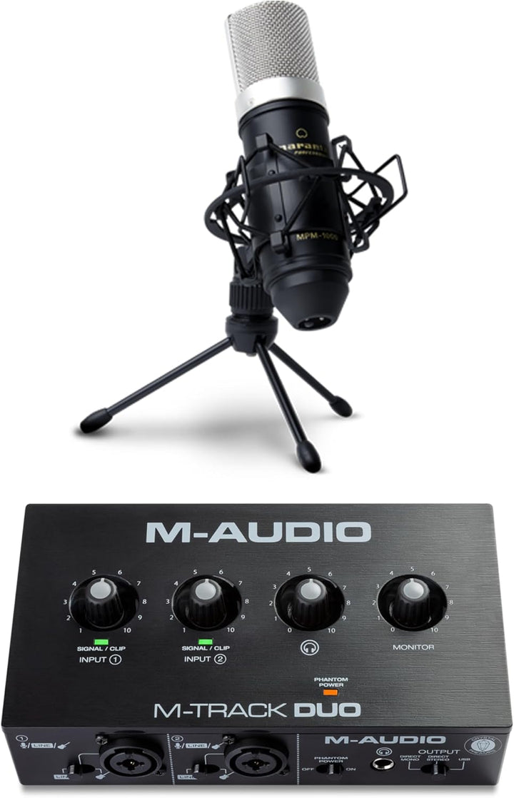M-Audio Recording, Streaming, Podcasting Bundle – M-Track Duo USB Audio Interface und Marantz MPM-10