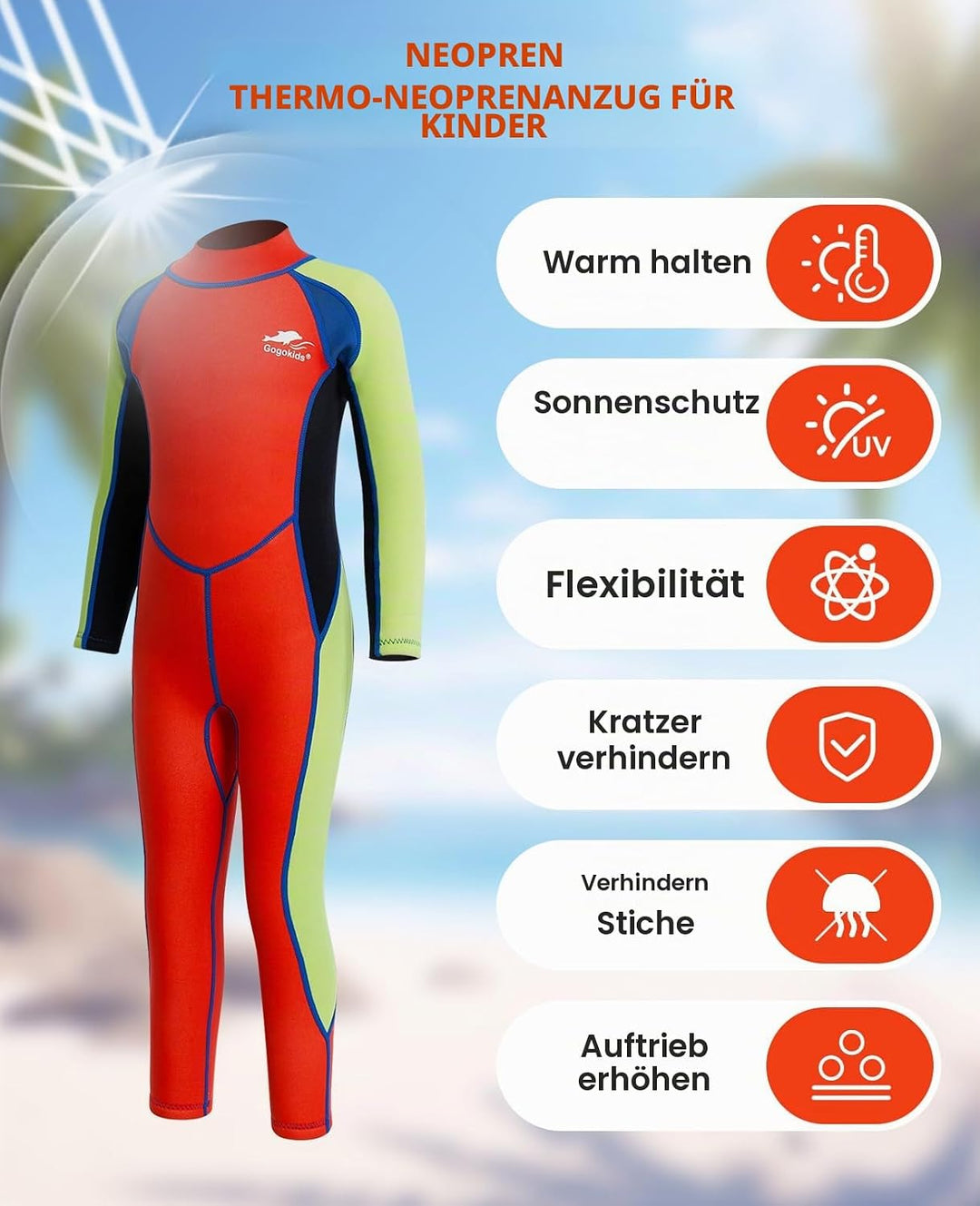 Gogokids Kinder Neoprenanzüge - Jungen Mädchen Rash Guard Einteiler Thermische Badeanzüge 2.5mm Neop