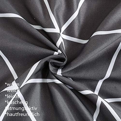 Boqingzhu Bettwäsche Kariert 135x200cm Schwarz Weiss Grau Geometrich Karo Wendebettwäsche Set Bettbe