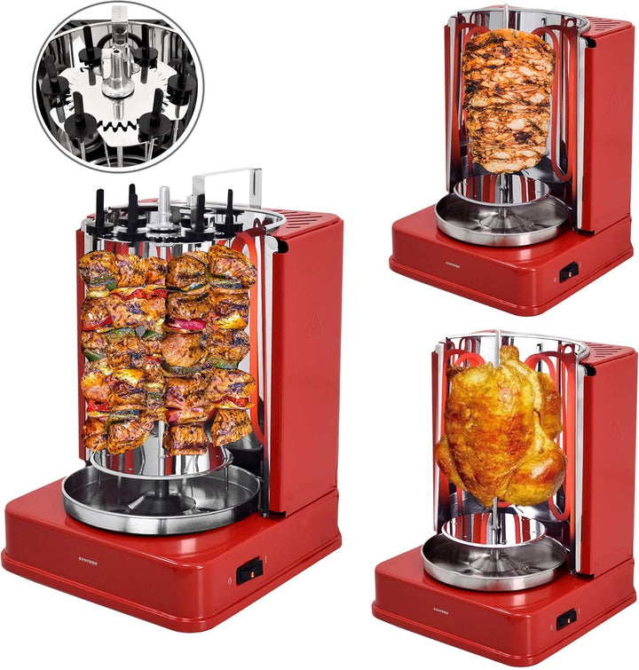 Syntrox Germany Vertikal-Multigrill Dönergrill Gyrosgrill Schaschlikgrill Rotisserie Hähnchengrill R