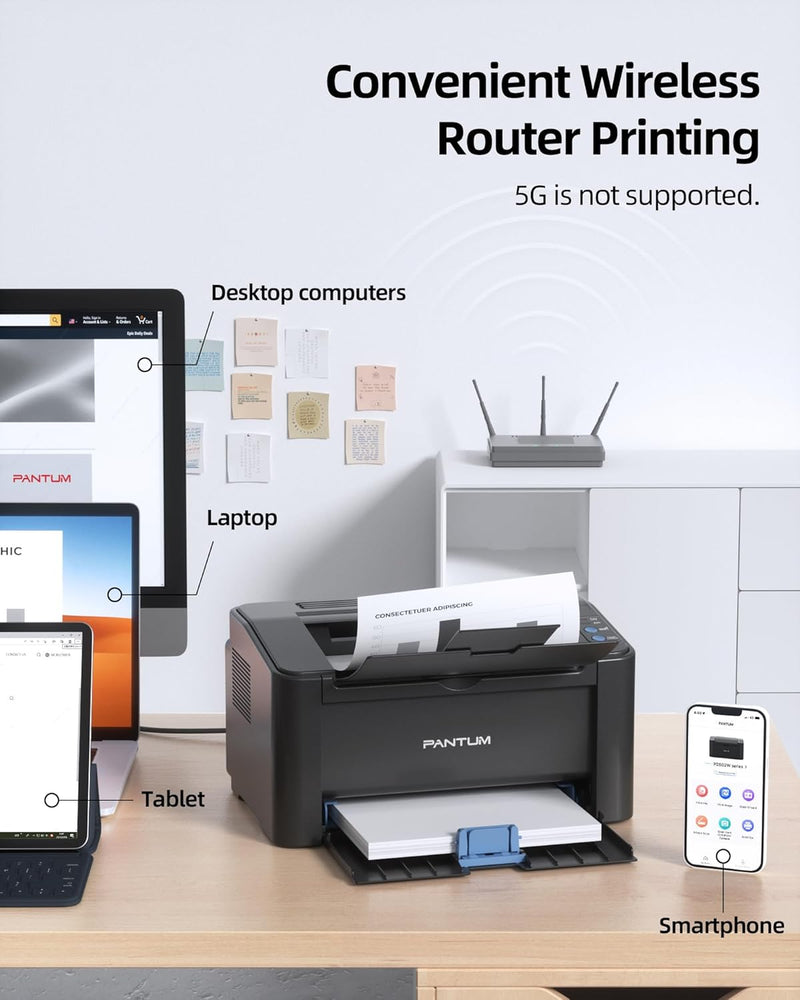 PANTUM P2502W/P2500W Schwarzweiss-Laserdrucker mit WiFi-Unterstützung und AirPrint, 22 Seiten pro Mi