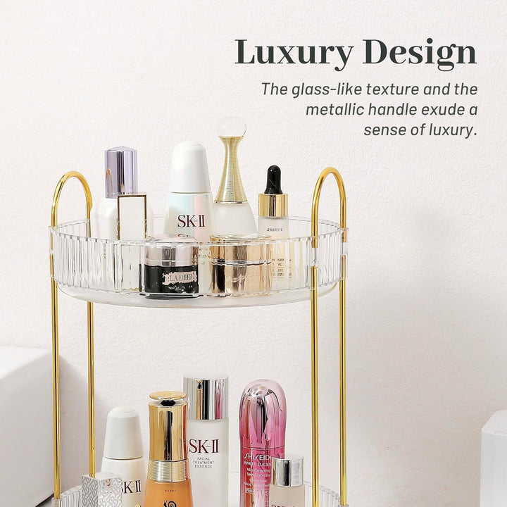 ROWNYEON Make up Organizer 360° Drehbar, Kosmetik Organizer, Hautpflege Parfüm Organizer 2 Lagen Bad