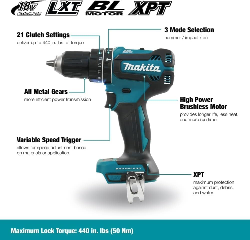 Makita DHP485ZJ Percussion Brushless Akku-Bohrschrauber