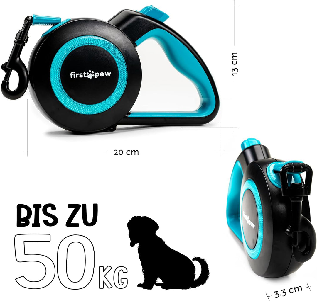 Hundeleine für kleine und mittelgrosse Hunde (bis zu 50kg), 5m Lange Hundeleine ausziehbar mit Beque