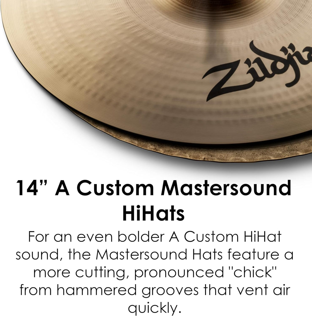 Zildjian A Custom Series - 14" Mastersound Hi-Hat Cymbals - Pair 14 Zoll Pair, 14 Zoll Pair
