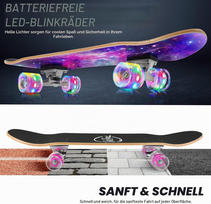 BELEEV Skateboard 31x8 Zoll Komplette Cruiser Skateboard für Kinder Jugendliche Erwachsene, 7-Lagige