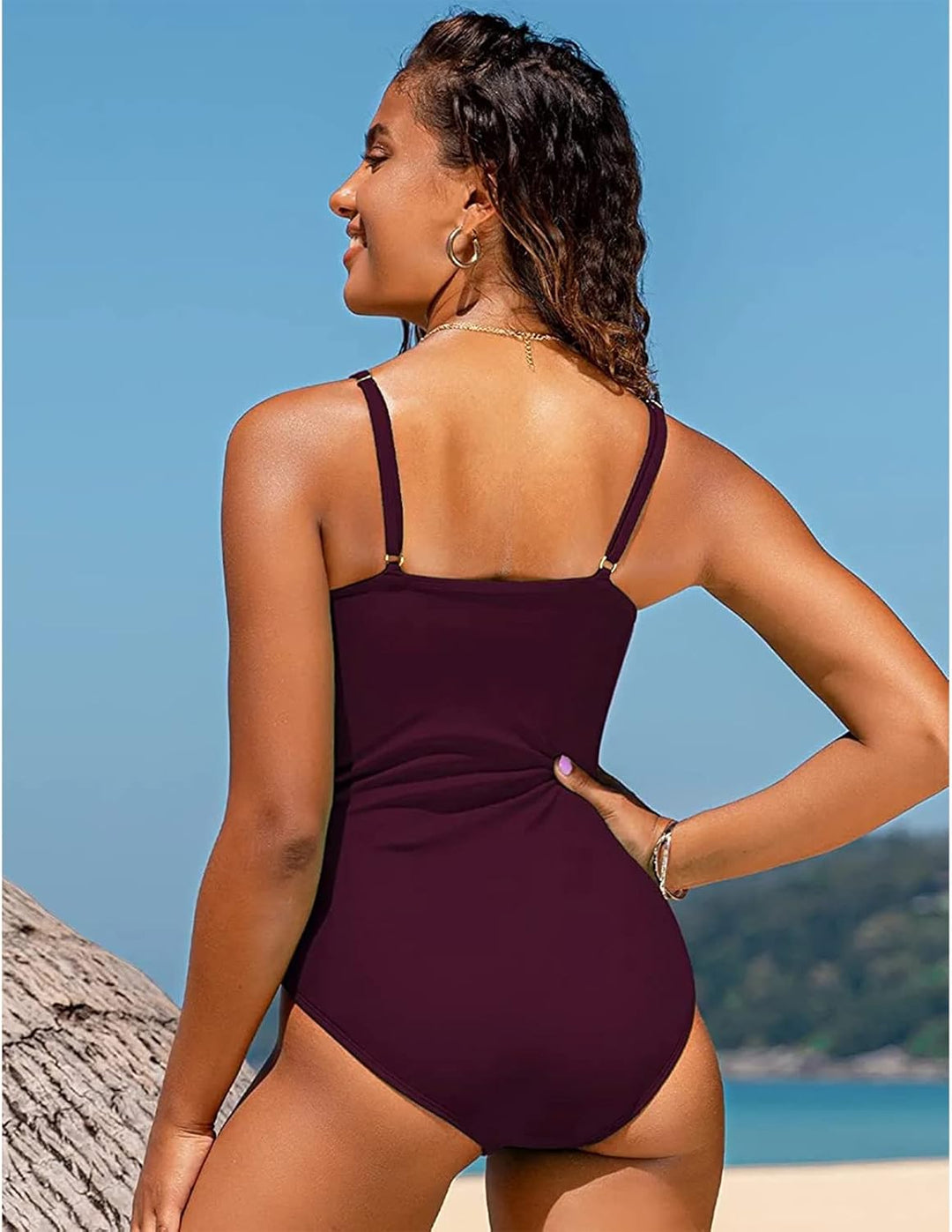 SUGSHYN Badeanzug Damen Sexy V Ausschnitt Schwimmanzug Bauchweg Bademode Push Up Swimming Suits Wome
