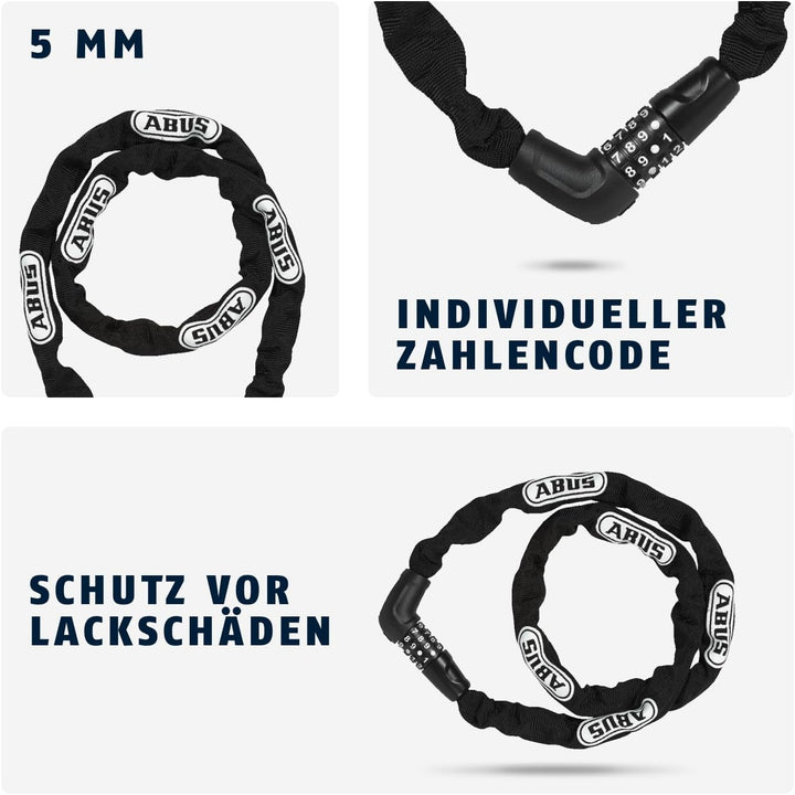 ABUS Kettenschloss Steel-O-Chain 5805C – Zahlenschloss aus 5 mm starken Stahlkette – ABUS-Sicherheit