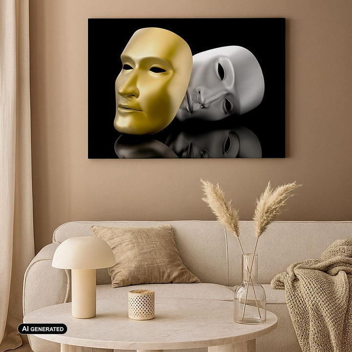 Bilder auf Leinwand Maske Theater Bühne Schauspieler Leinwandbild 70x50cm Wandbilder Dekoration Wohn