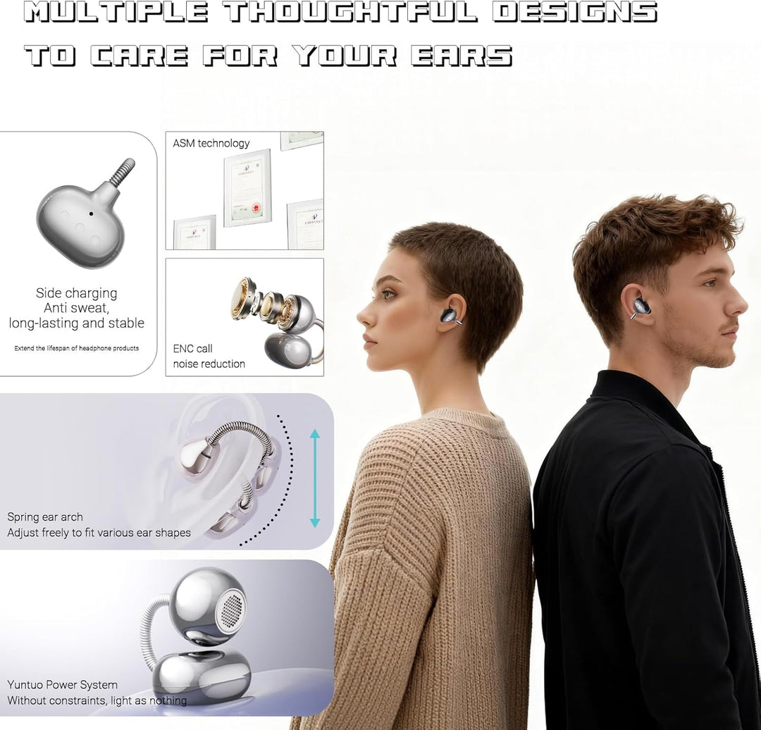 Kopfhörer Kabellos Bluetooth, 6.0 Open Ear Stereo Sportkopfhörer Bluetooth, Klare Anrufe, Kompakt un