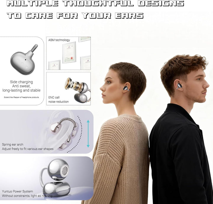 Kopfhörer Kabellos Bluetooth, 6.0 Open Ear Stereo Sportkopfhörer Bluetooth, Klare Anrufe, Kompakt un