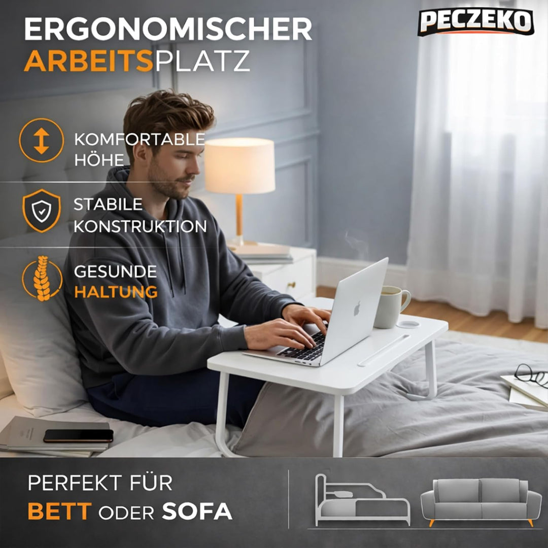Laptoptisch Klappbar – Laptopständer mit Tablet-Halter, Frühstückstablett aus Holz, Tisch für Sofa u