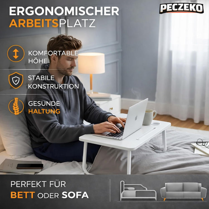 Laptoptisch Klappbar – Laptopständer mit Tablet-Halter, Frühstückstablett aus Holz, Tisch für Sofa u