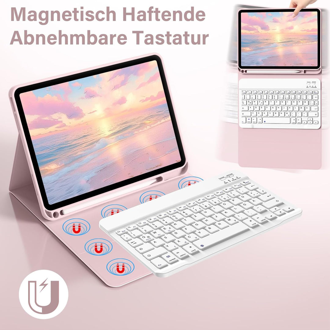 SZPSGC Hülle mit Tastatur für iPad A16 11. /10.Generation 11/10,9 Zoll 2025/2022, Magnetisches Anti-