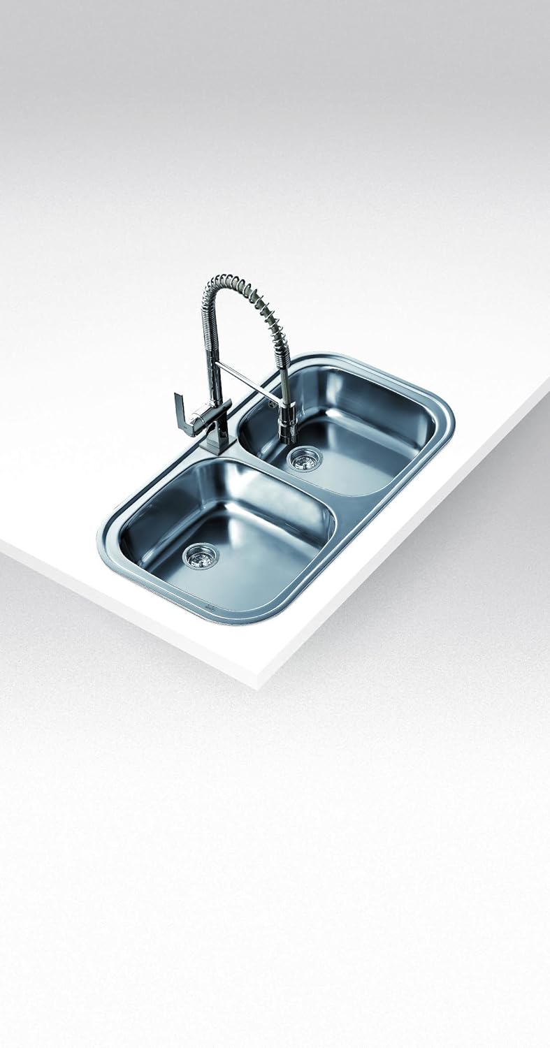 STYLO 2C 1Ø Fregadero inox 2 cubetas, 170mm, Øgrifo, Mueble 80