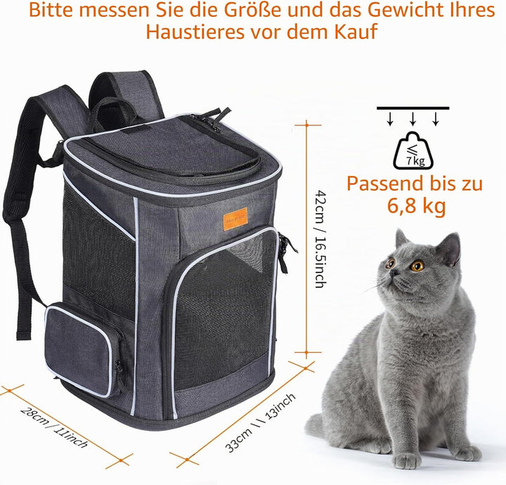 Morpilot Katzenrucksack, Hunderucksack für Katzen und Hunde Welpen, Atmungsaktive und Faltbare Haust